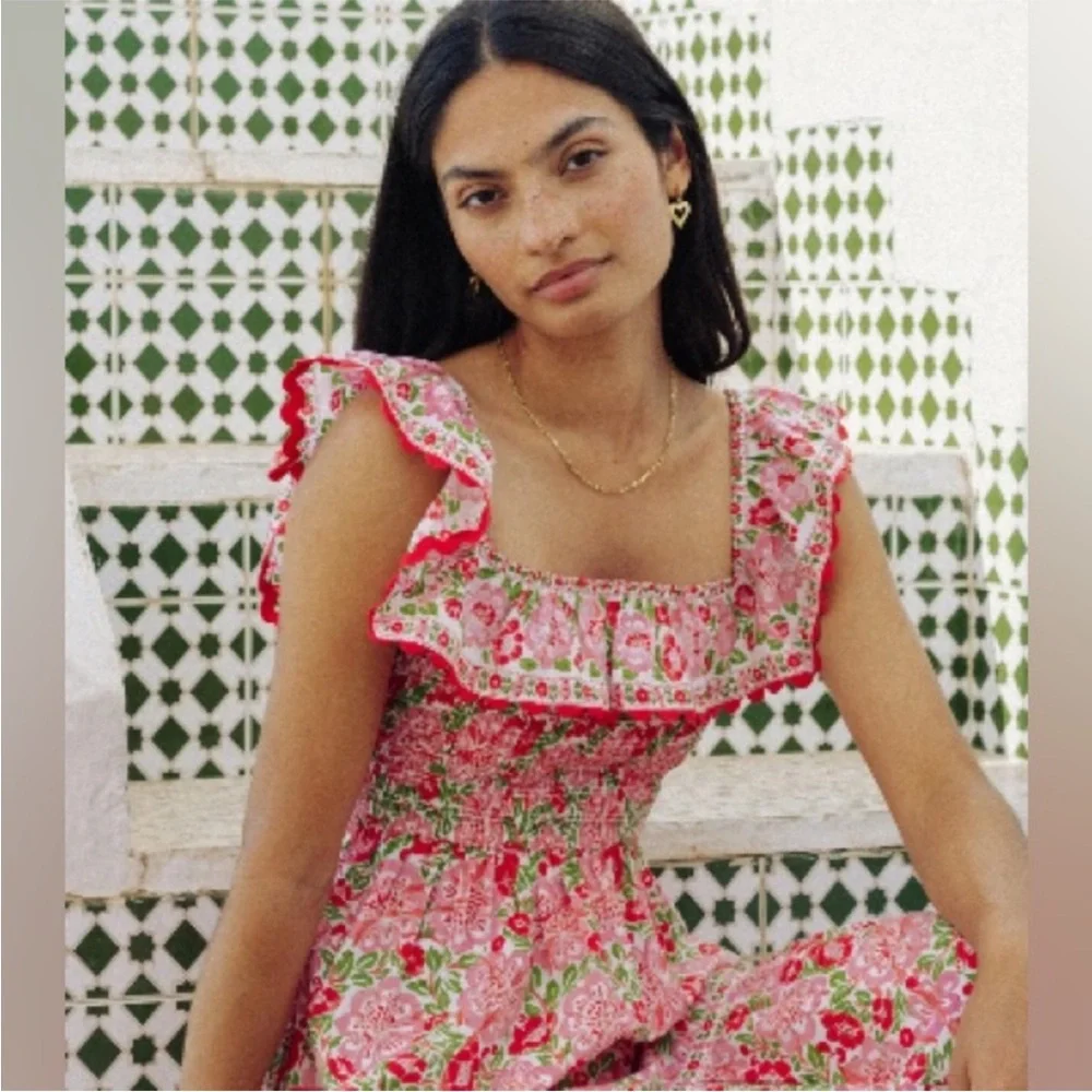 Tuckernuck Pink City Prints Sweet Hibiscus Carrie Floral Dress Size Medium - Picture 3 of 9